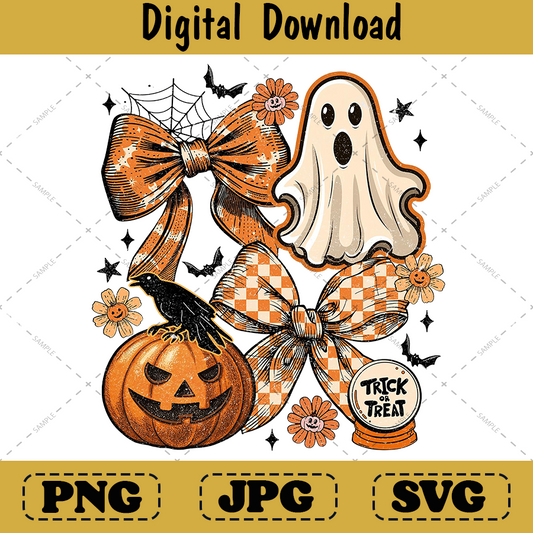 Vintage Coquette Ghost png, Floral Pumpkin Sublimation Design