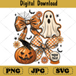 Vintage Coquette Ghost png, Floral Pumpkin Sublimation Design
