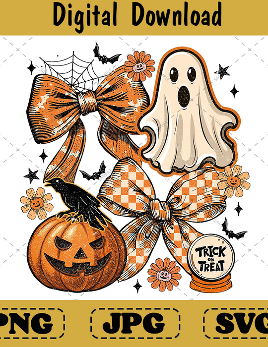 Vintage Coquette Ghost png, Floral Pumpkin Sublimation Design