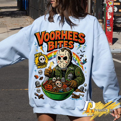 Vorhees Bites png, Funny Retro Horror Halloween Movie Design