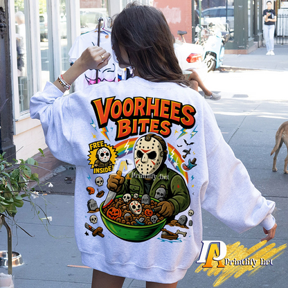 Vorhees Bites png, Funny Retro Horror Halloween Movie Design